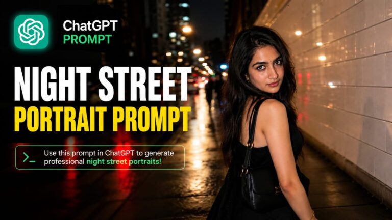 Aesthetic night street photo prompt for ChatGPT featured on RonyTica