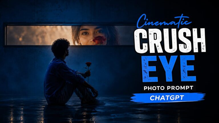 Cinematic crush eye photo prompt for ChatGPT showing a silhouette holding a rose