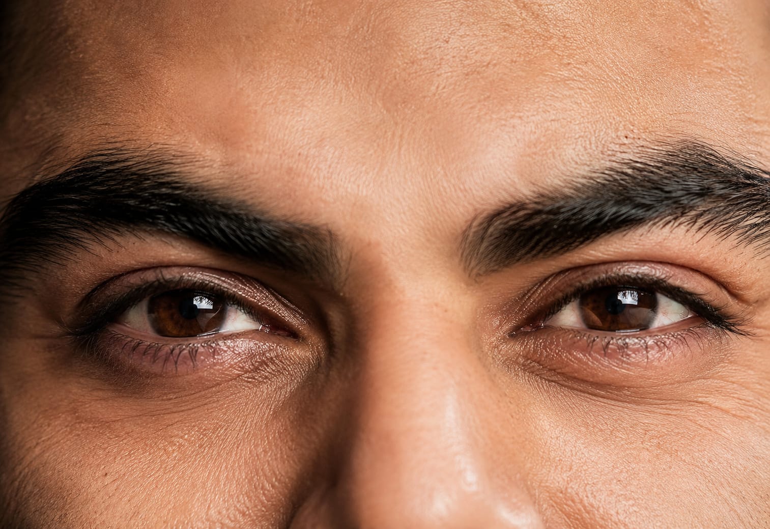 Cinematic eyes photo prompt example of a man close-up eye portrait made with AI