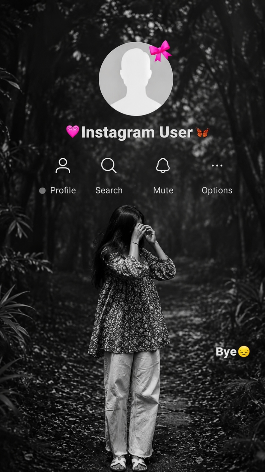 Instagram User black and white forest photo prompt trend