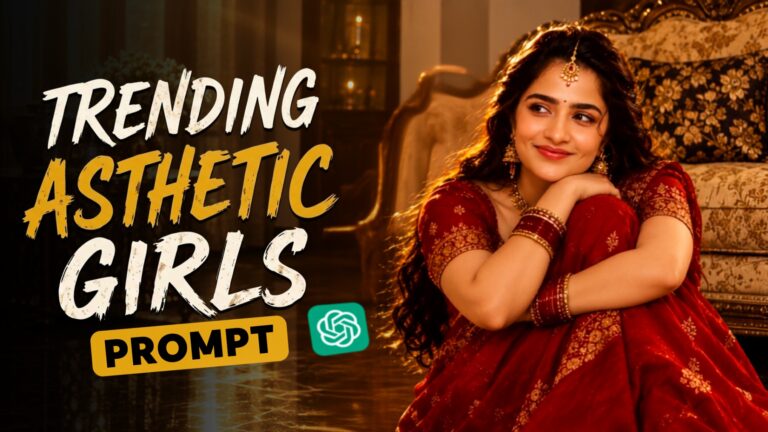 Trending aesthetic girls ChatGPT prompt showing viral ethnic saree AI portrait on RonyTica