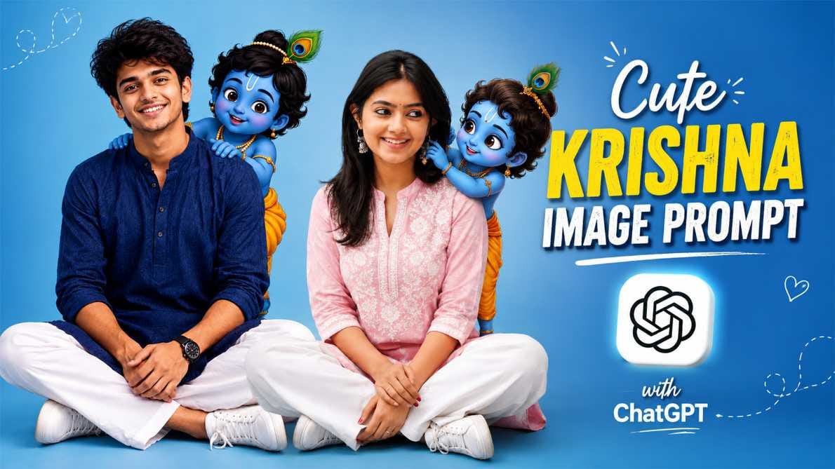 Cute Krishna image prompt viral AI photo trend created using ChatGPT