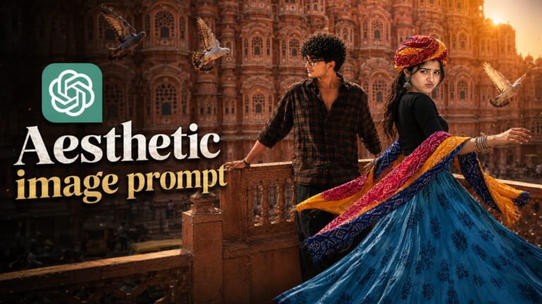 Hawa Mahal aesthetic photo prompt ChatGPT viral couple photo in Jaipur