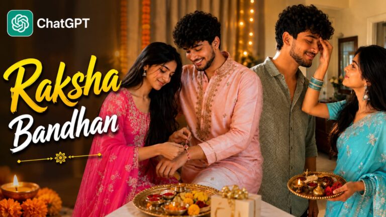 Raksha Bandhan AI photo prompt viral brother sister festive portrait - RonyTica