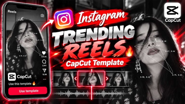 CapCut fashion video template for trending Instagram Reels with black and white face line effect