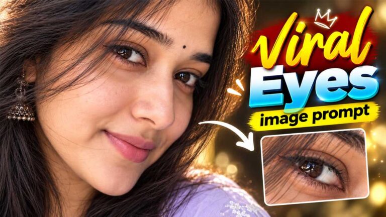 Eye close up portrait AI photo editing prompt ChatGPT trending thumbnail with bangles and candle light