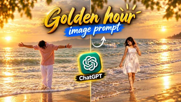 Golden hour image prompt result for boy and girl made using ChatGPT