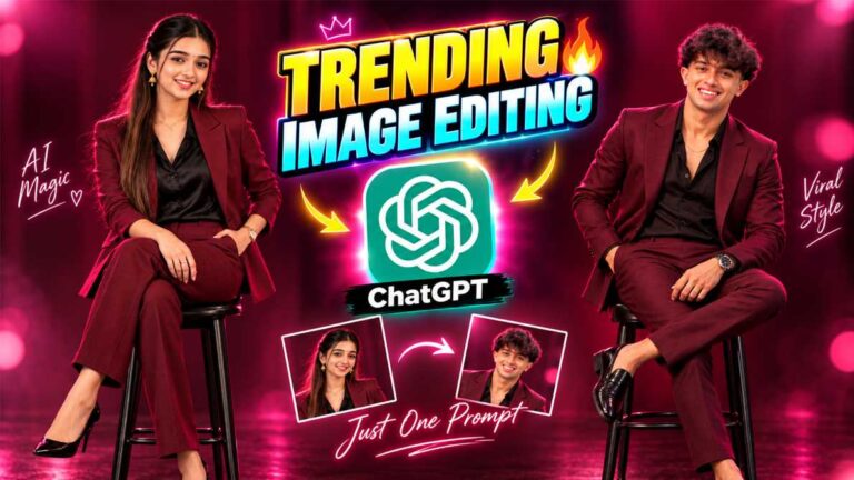 Trending luxury fashion photoshoot AI photo prompt on ChatGPT showing before and after portrait transformation