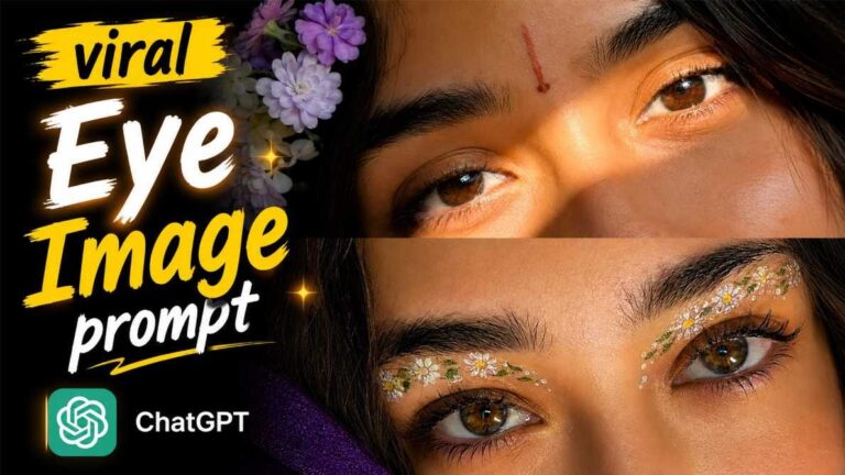 Viral eye image prompt for ChatGPT showing close-up eyes with floral details