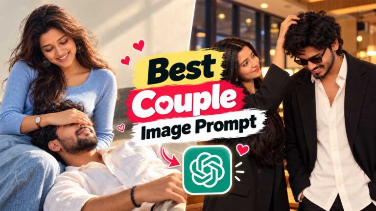 Couple image prompt featured image showing two realistic romantic AI couple photos