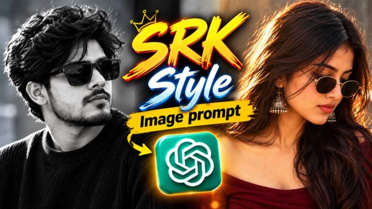 SRK style image prompt viral black and white AI photo of boy and girl with sunglasses